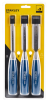 STANLEY 5002 Wood Chisels, set of three chisels with blue handles - image